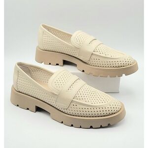 Dolce Vita Womens Malila Perforated Chunky Loafers Size 8 M beige Vegan Shoes